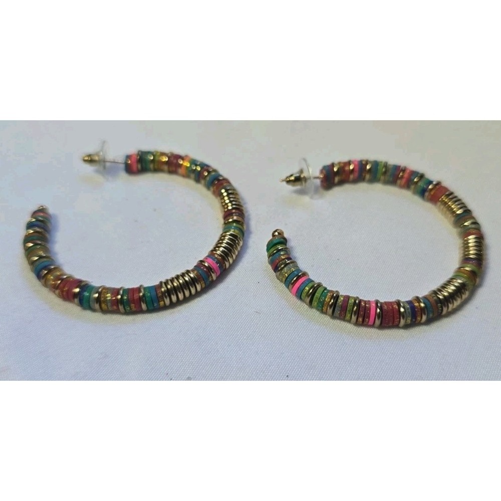 Bohemian Multi-Colored Sequin Hoop Earrings